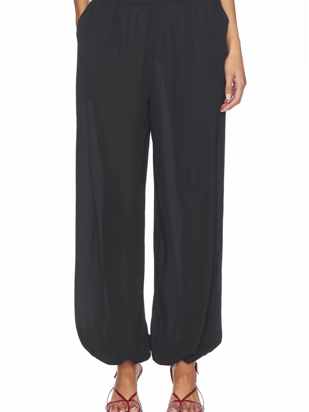 Women's Black Elastic-Hem Jogger Pants